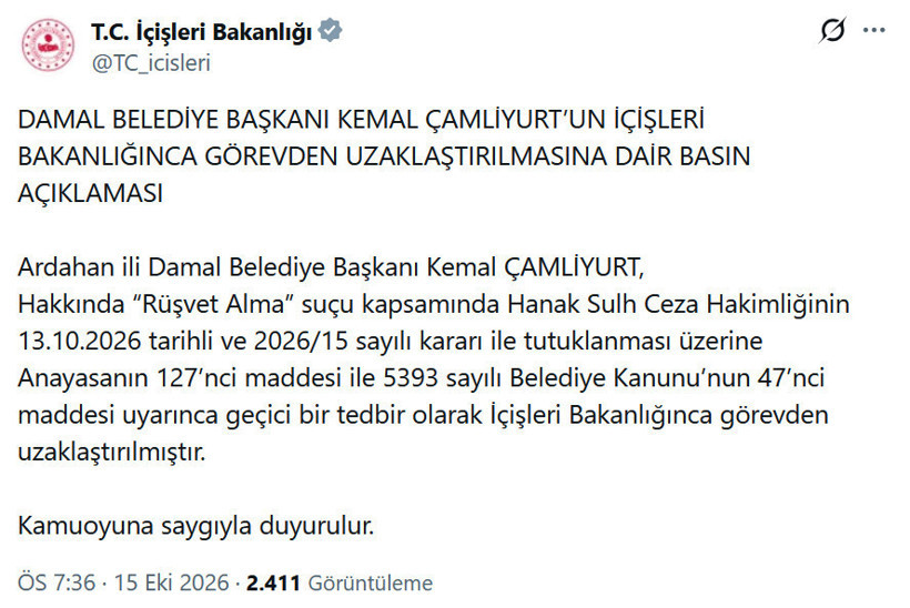 Damal Belediye Başkanı Kemal Çamliyurt görevden uzaklaştırıldı - Resim : 2
