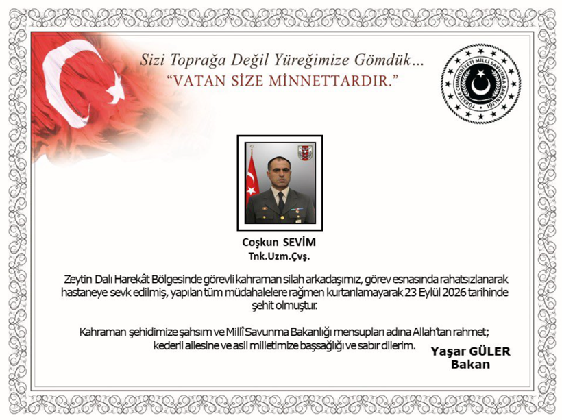 MSB duyurdu. Suriye'de bir asker şehit oldu - Resim : 1