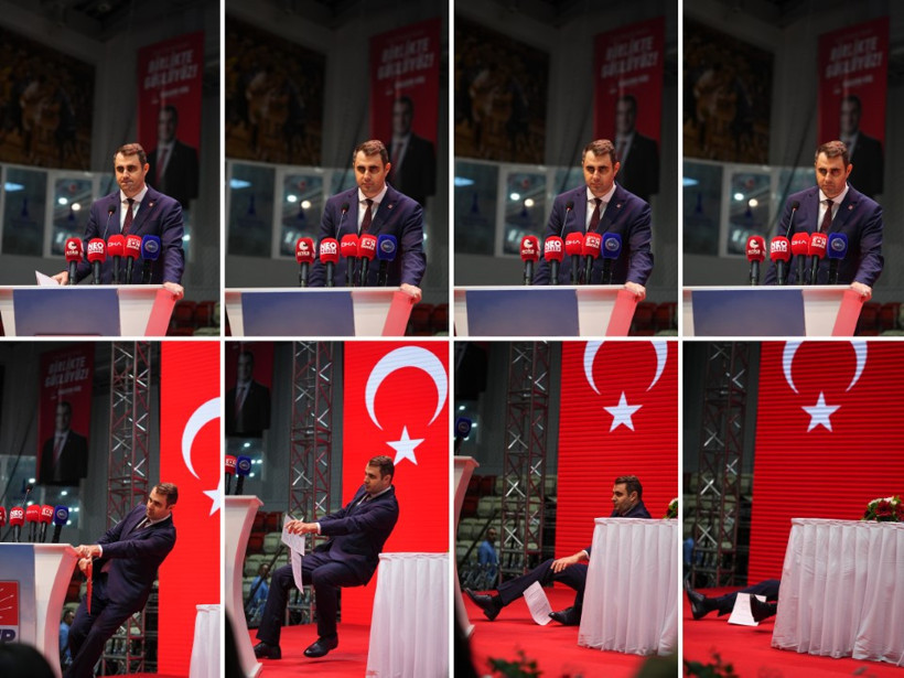 CHP İzmir kongresinde Çağatay Güç konuşmasının ardından yere yığıldı - Resim : 1