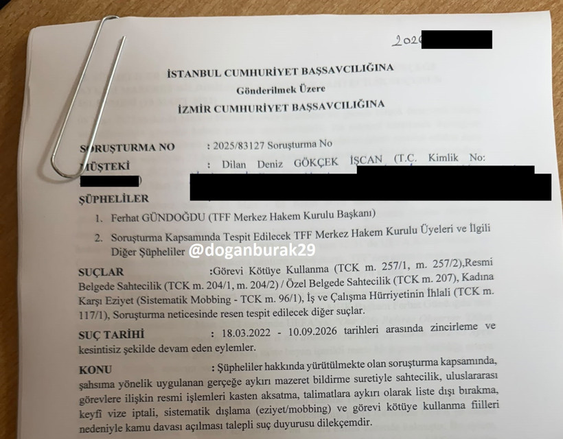 Ferhat Gündoğdu hakkında bir kadın hakem daha suç duyurusunda bulundu. Belgesini yayınladı - Resim : 1