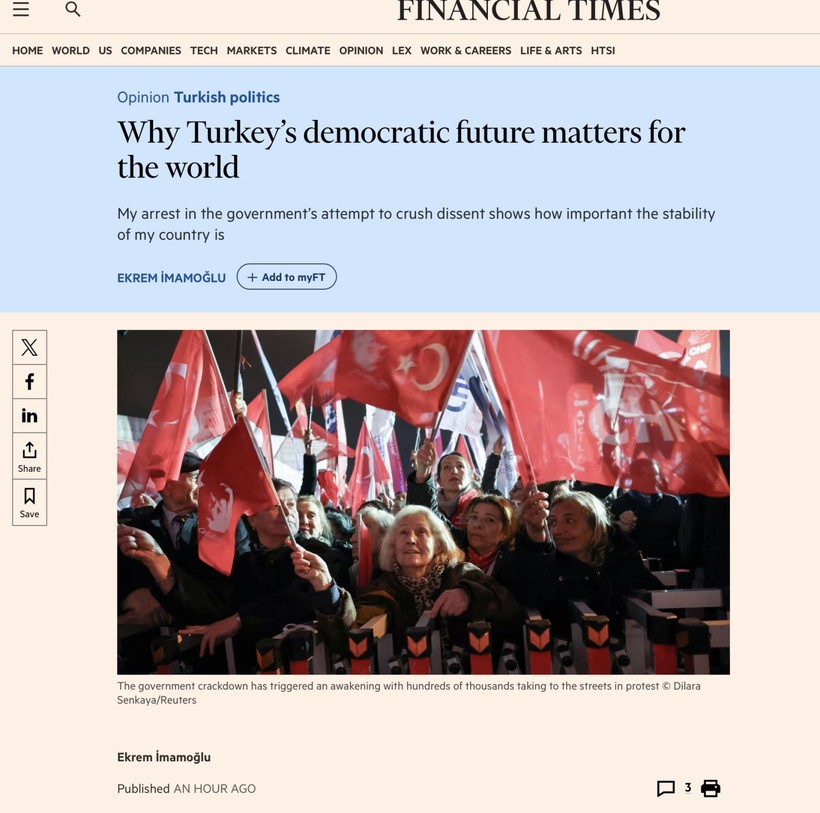 İmamoğlu, Silivri'den Financial Times'a yazdı: Neden bütün dünyayı ilgilendiriyor - Resim : 2