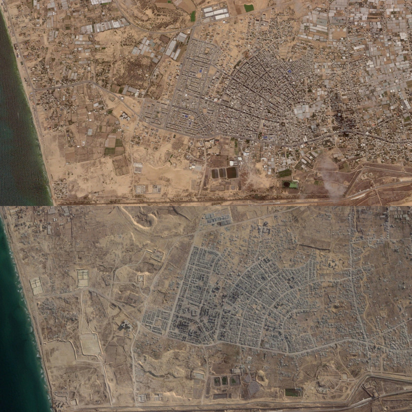 İsrail, 2 yılda Gazze'yi yerle bir etti: Uydudan kan donduran görüntüler - Resim : 2