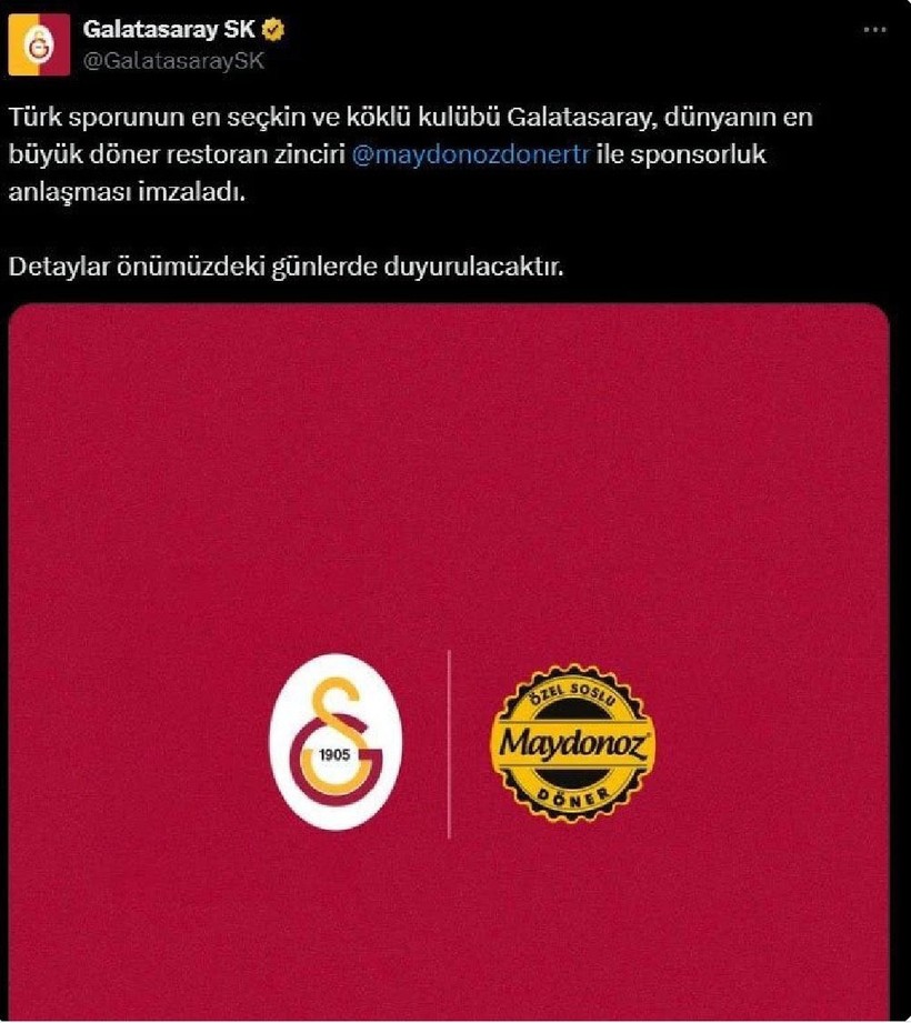 Galatasaray'dan 'Maydonoz Döner' açıklaması: Sponsorluk anlaşması var mı? - Resim : 1