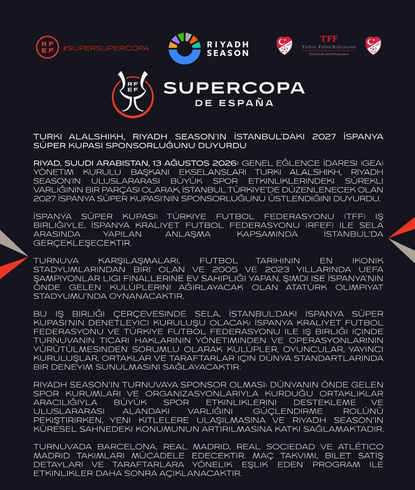 Riyadh Season, İstanbul'da oynanacak İspanya Süper Kupası'na sponsor oldu - Resim : 1